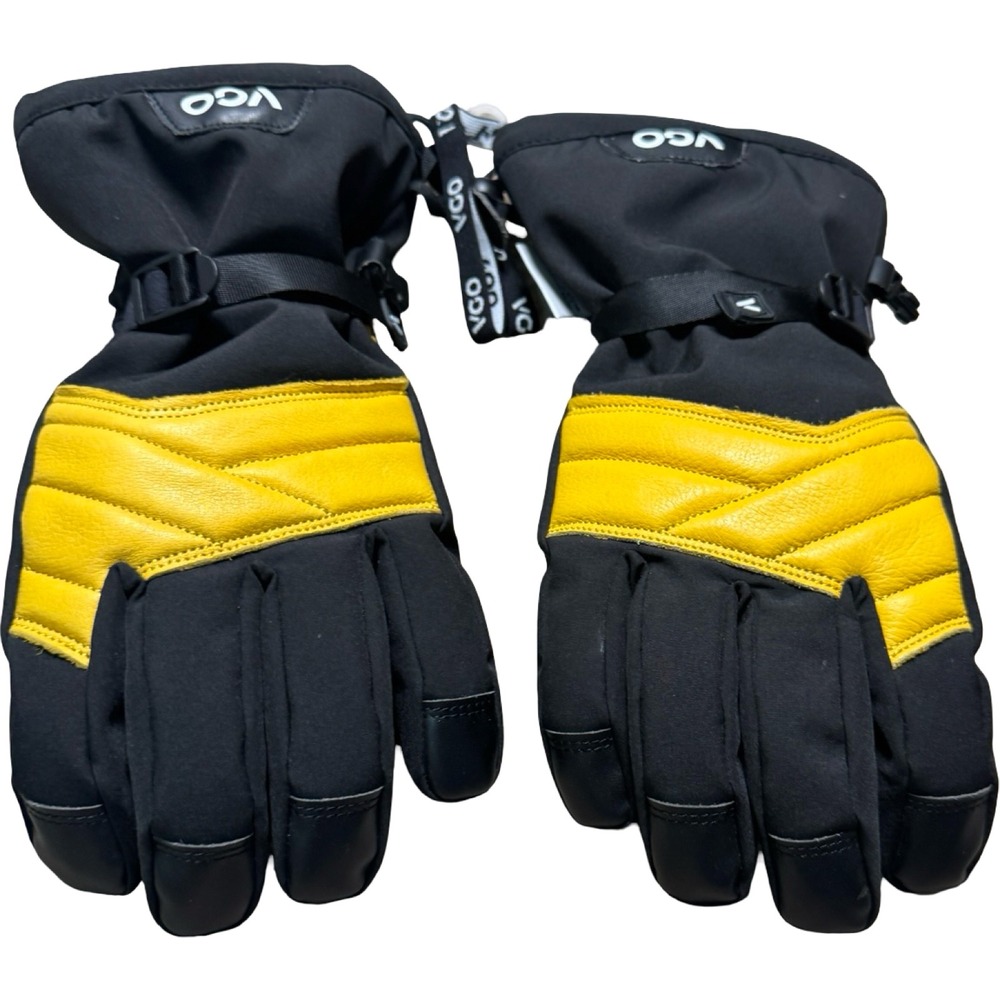 VGO CA2469FW Ski Snow Gloves 3M Thinsulate Leather Black Yellow M Unisex
